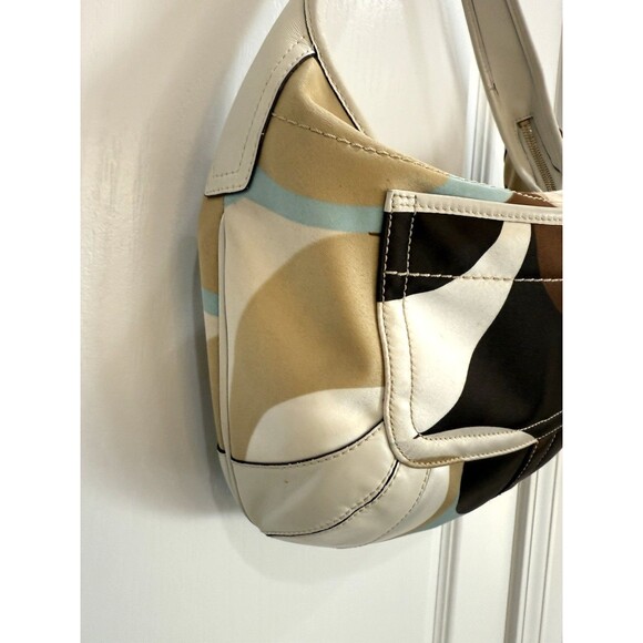 COACH Soho Abstract Print Hobo Bag 10781 Multicolor Nylon Leather Y2K